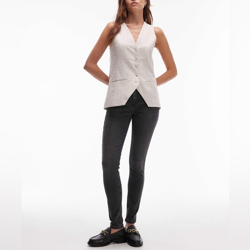 Topshop Jamie Skinny Jeans High Rise Cropped Ankle Length Washed Black Size 26